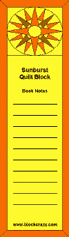 Sunburst Quilt Block Bookmark