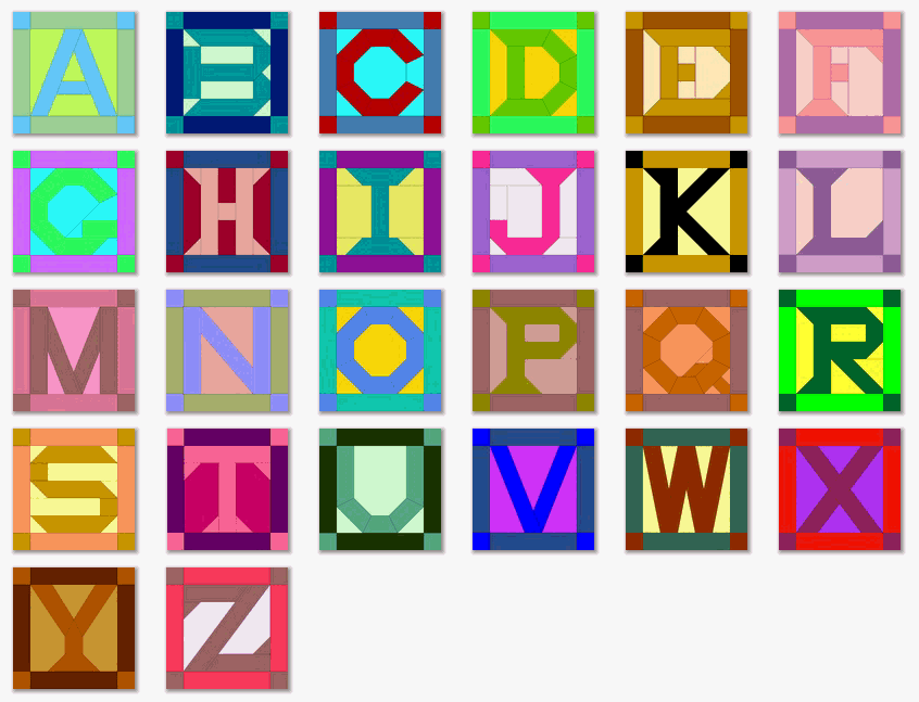 Alphabet Quilt Block Patterns with Templates