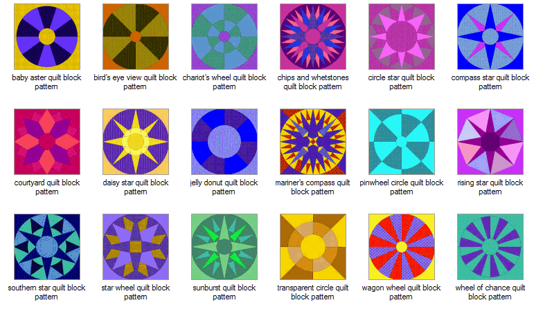 Compass and Wheels Quilt Block Patterns