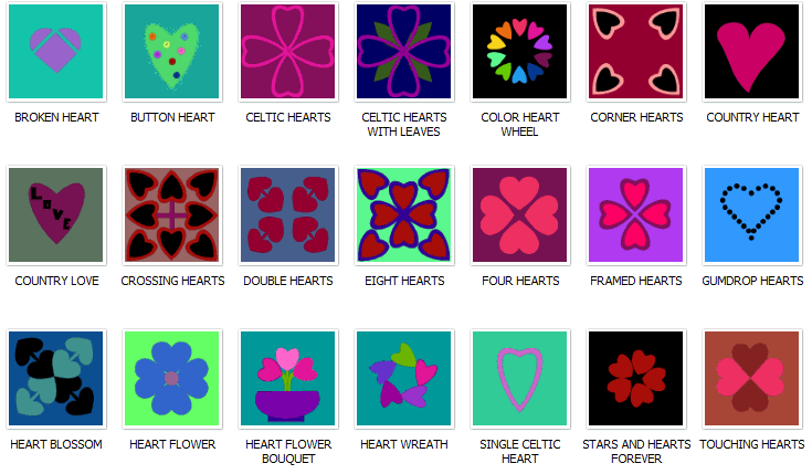 Applique Hearts Quilt Block Patterns